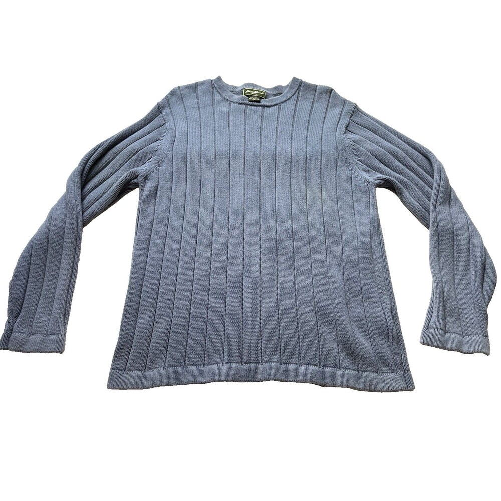 Eddie Bauer Women's Small Blue Cotton Pullover Sweater Heavyweight Ribbed